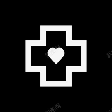 健康十字架心脏图标图标