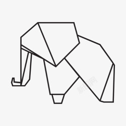 矢量折纸动物大象折纸动物动物园图标高清图片