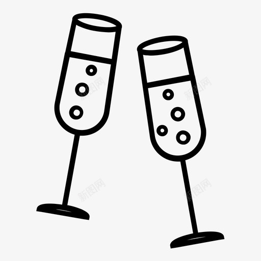 香槟香槟长笛干杯图标svg_新图网 https://ixintu.com 婚礼订婚图标集 干杯 派对 葡萄酒 起泡 香槟 香槟长笛