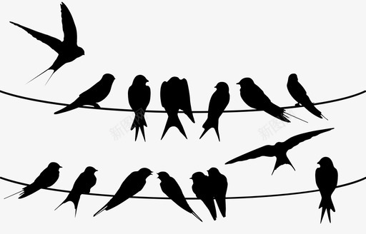 燕子坐在电线上鸟苍蝇图标svg_新图网 https://ixintu.com 大自然 天空 燕子坐在电线上 苍蝇 鸟