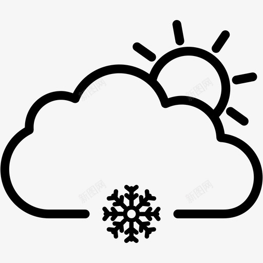 有太阳的雪云多云天气图标svg_新图网 https://ixintu.com 7号天气 多云 天气 有太阳的雪云