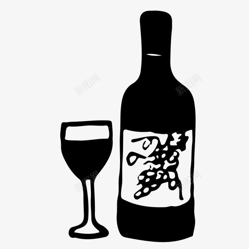 葡萄酒酒精瓶子图标svg_新图网 https://ixintu.com 手绘 瓶子 葡萄酒 酒杯 酒精 饮料
