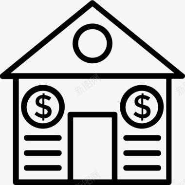 房屋价值房屋成本房地产线图标集图标