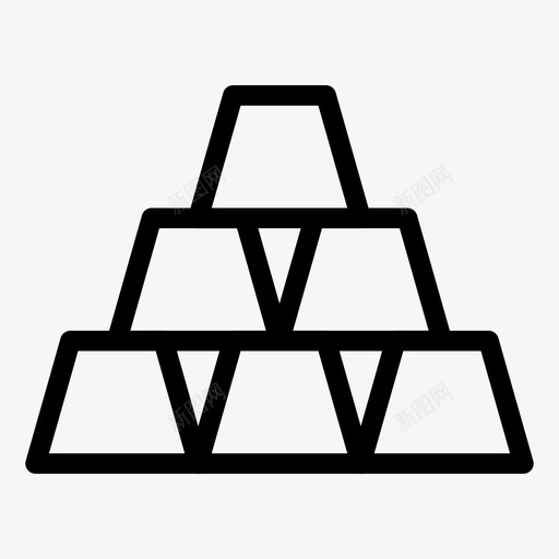 黄金银行方块图标svg_新图网 https://ixintu.com 方块 砖块 立方体 银行 银行和金融线图标 黄金