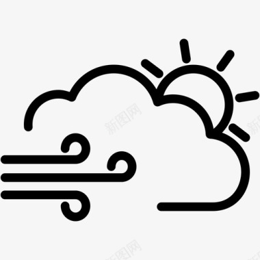 多云风伴太阳空气天气图标图标