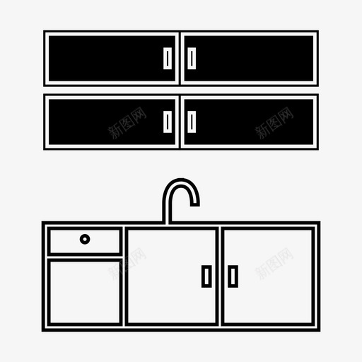 水槽室内厨房水槽图标svg_新图网 https://ixintu.com 厨房水槽 厨房设备 室内 水槽