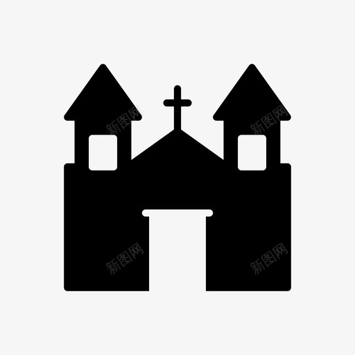 城堡建筑教堂图标svg_新图网 https://ixintu.com 万圣节 万圣节标志 城堡 庄园 建筑 教堂