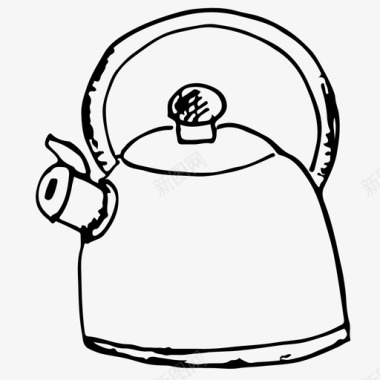 茶壶厨房素描图标图标