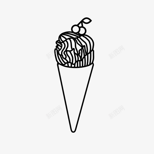 冰淇淋筒樱桃甜点图标svg_新图网 https://ixintu.com 冰淇淋 冰淇淋筒 冰淇淋车 樱桃 甜点