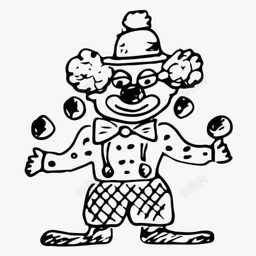 小丑马戏团手绘图标svg_新图网 https://ixintu.com 小丑 手绘 素描 素描图标 马戏团
