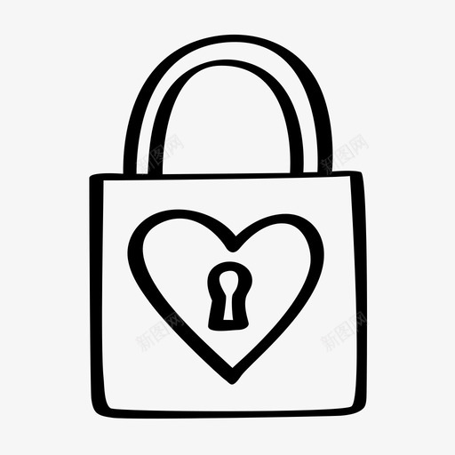 锁心钥匙图标svg_新图网 https://ixintu.com 心 情人线 爱情 钥匙 锁