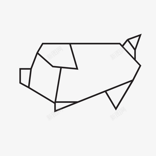 猪折纸动物农场图标svg_新图网 https://ixintu.com 农场 动物 动物园 猪折纸