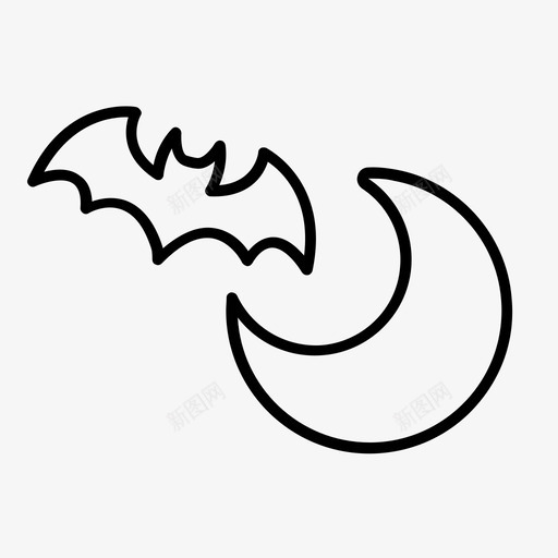 月亮蝙蝠万圣节图标svg_新图网 https://ixintu.com 万圣节 万圣节场景2 恐怖 月亮 蝙蝠