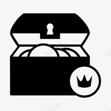 宝箱箱子硬币图标图标