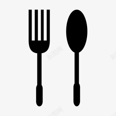 叉子和勺子吃餐馆图标图标