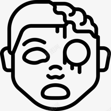 僵尸男孩表情符号万圣节图标图标