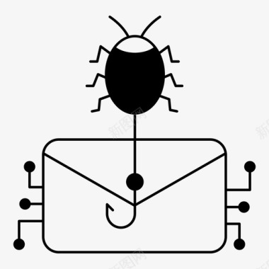 电子邮件攻击网络安全加密图标图标