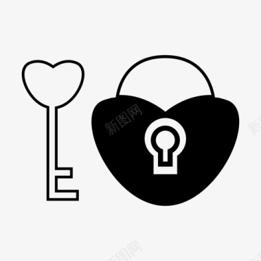爱情钥匙爱情心锁图标图标