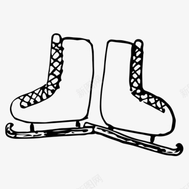 冰鞋溜冰鞋手绘图标图标