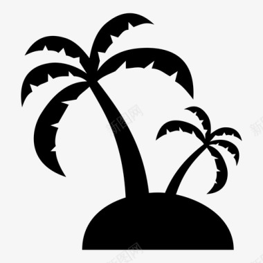 椰子树海滩棕榈树图标图标