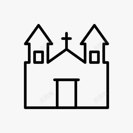城堡建筑教堂图标svg_新图网 https://ixintu.com 万圣节 万圣节线路图标 城堡 庄园 建筑 教堂