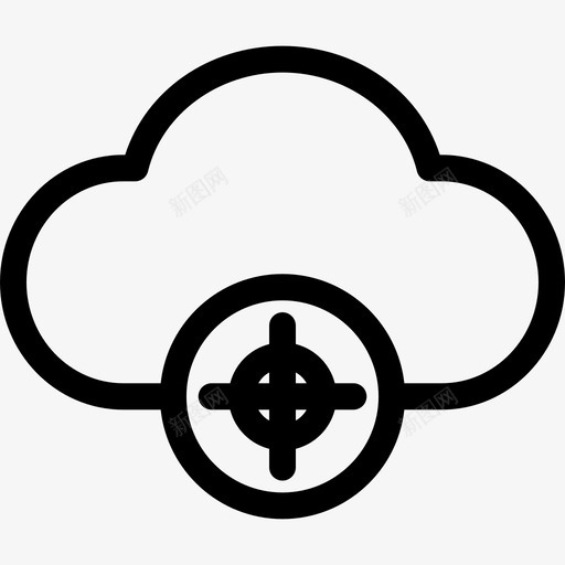 目标云计算十字线图标svg_新图网 https://ixintu.com 云计算 云轮廓 十字线 目标