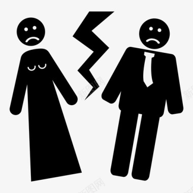 破裂的婚礼破裂的家庭夫妻冲突图标图标