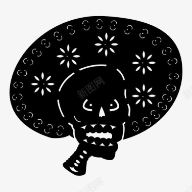 马里亚奇头骨装饰墨西哥人图标图标