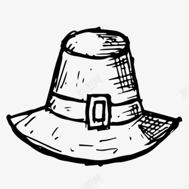 皮里格林帽素描感恩节图标图标