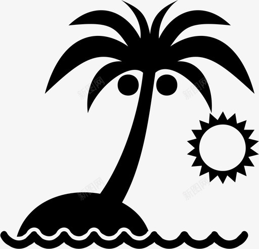 棕榈岛海滩图标svg_新图网 https://ixintu.com 棕榈岛 海滩