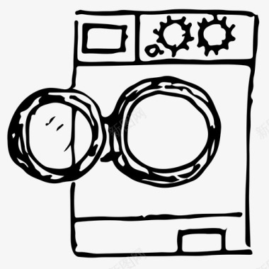 洗衣机手绘素描图标图标