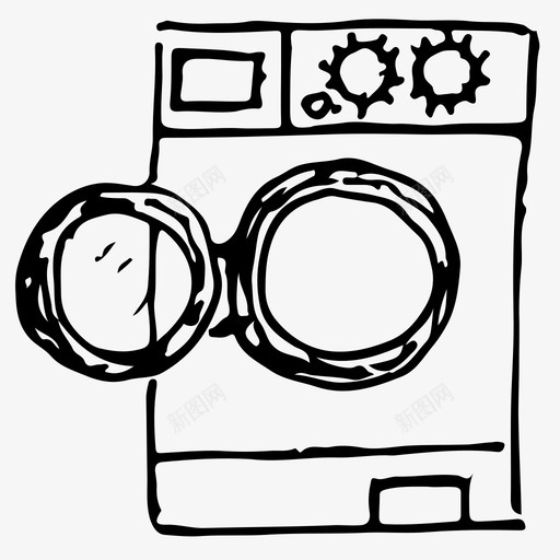 洗衣机手绘素描图标svg_新图网 https://ixintu.com 手绘 洗衣机 素描 素描图标