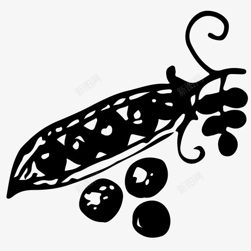 豌豆食物素描图标svg_新图网 https://ixintu.com 手绘 素描 豌豆 食物