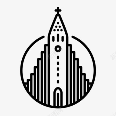 雷克雅未克首都教堂图标图标