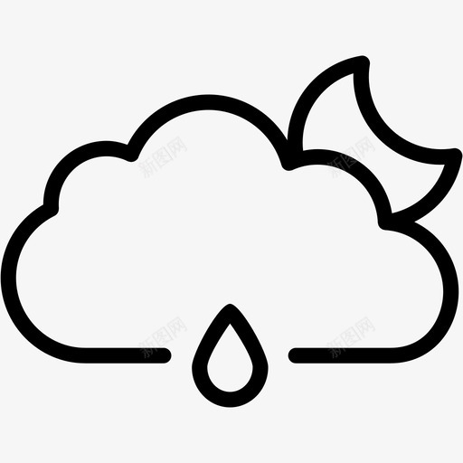 雨云带月多云天气图标svg_新图网 https://ixintu.com 多云 天气 天气7 雨云带月