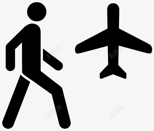 去机场飞机人图标svg_新图网 https://ixintu.com 人 动词 去机场 散步 飞机