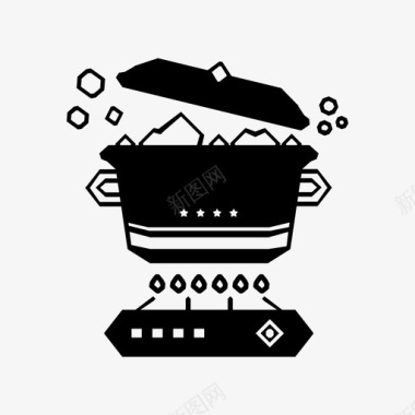 煮锅泡泡烹饪图标图标