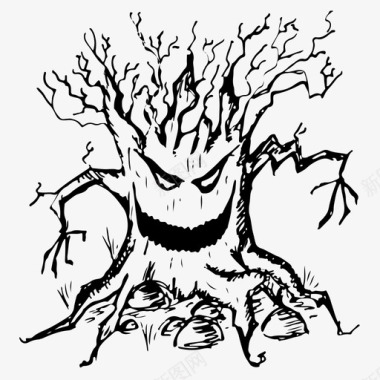 邪恶之树万圣节恐怖图标图标