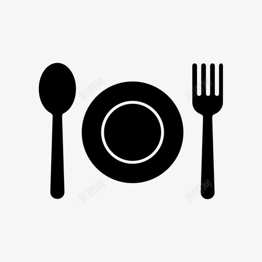 勺子和叉子盘子图标svg_新图网 https://ixintu.com 勺子和叉子 盘子