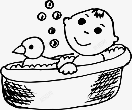 宝宝在浴缸里浴室里小孩图标svg_新图网 https://ixintu.com 宝宝在浴缸里 小孩 橡皮鸭子 浴室里 草图图标
