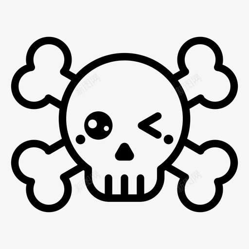 头骨表情符号万圣节图标svg_新图网 https://ixintu.com 万圣节 万圣节表情 头骨 眨眼 表情符号