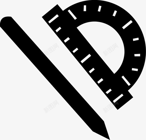 量角器铅笔尺子图标svg_新图网 https://ixintu.com 尺子 量角器 铅笔