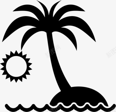 海滩岛屿棕榈树图标图标