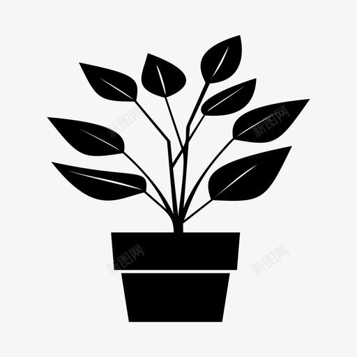 植物叶子盆栽植物图标svg_新图网 https://ixintu.com 叶子 树 植物 盆栽植物
