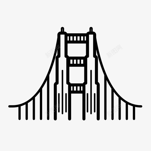 金门大桥海湾旧金山图标svg_新图网 https://ixintu.com 世界各地的线图标 旧金山 水 海湾 金门大桥