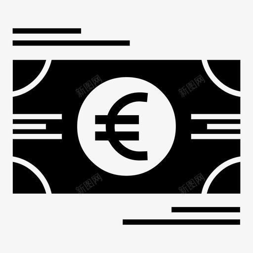 欧元钞票现金图标svg_新图网 https://ixintu.com 欧元 现金 钞票