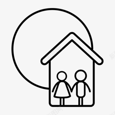 夫妇孩子房子图标图标