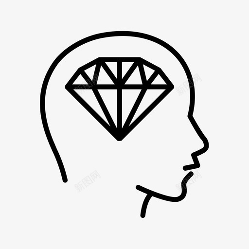 聪明的想法钻石脑袋图标svg_新图网 https://ixintu.com 生意的细线 聪明的想法 脑袋 钻石