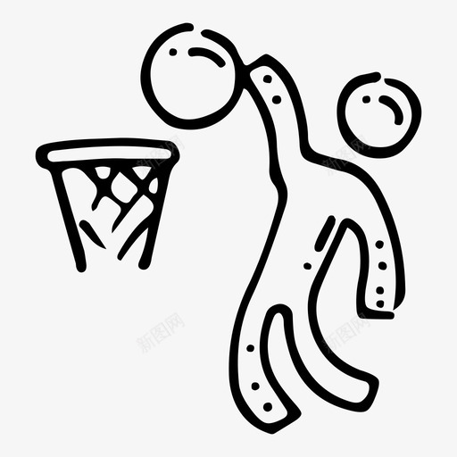 篮球跳跃扣篮图标svg_新图网 https://ixintu.com 人类活动涂鸦 扣篮 篮球 跳跃