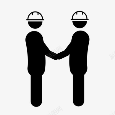 工程师建筑工人握手图标图标